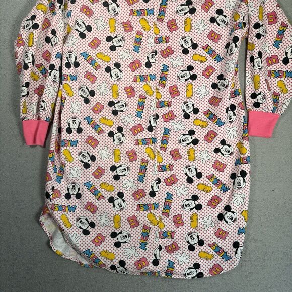 Vintage  80s Mickey Mouse Disney Unlimited Flannel Sleep Gown Shirt Long Sleeve - Picture 5 of 11